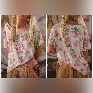 NWT Magnolia Pearl Berry Little Archer Tee - white wild strawberries - one size
